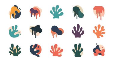 Soyut renkli geometrik şekiller kümesi