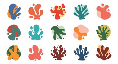 deniz hayvanları ikon vektör düz tasarım