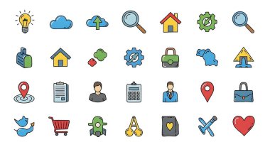 Evrensel simgeler kümesi, vektör illüstrasyonu