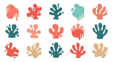 Renkli soyut bitkilerin vektör el çizimi.