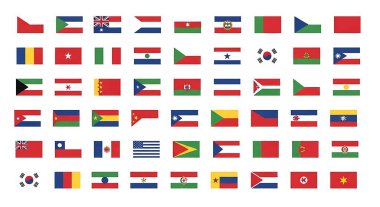 Dünya bayrakları seti. Vektör illüstrasyonu