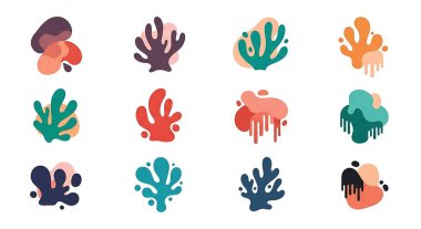 Soyut düz şekiller kümesi, elle çizilmiş vektör çizimi.