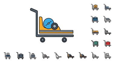 Tramvay ikonları. Tramvay vektör simgeleri kümesi