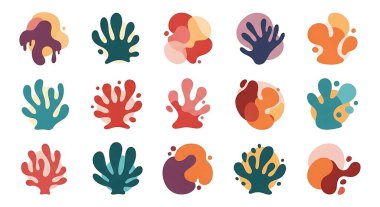 Renkli şekilli soyut el çizimi vektör çizimleri.