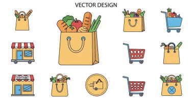 besin simgelerinin vektör kümesi.