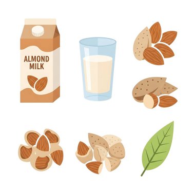 Beyaz arka planda lezzetli süt ürünleri seti