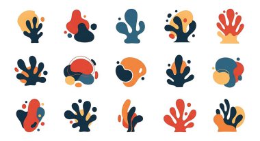 Bir dizi düz deniz yaşamı. Deniz kuvvetleri. vektör illüstrasyonu