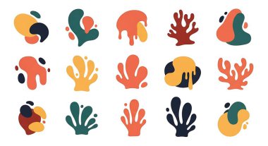 Deniz hayvanları, hayvanlar, hayvanlar ve hayvanlarla bir dizi vektör çizimleri