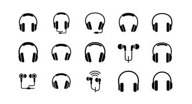 Kulaklık simgeleri, düz vektör