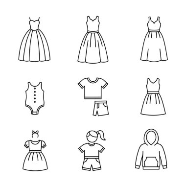 çocuk kıyafetlerinin vektör kümesi