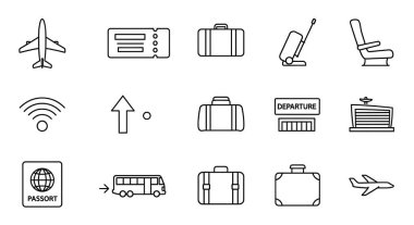 basit seyahat simgeleri dizisi