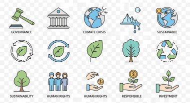 eko düz simgelerin vektör kümesi.