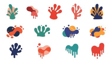 El çizimi karalama seti soyut şekillerle