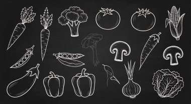 El çizimi sebzeler.