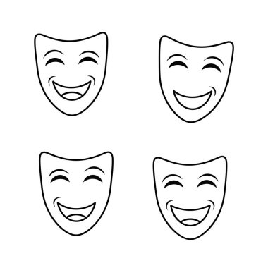 Beyaz arkaplan, satır biçimi ile mutlu ifade dizisi