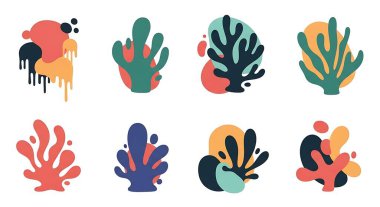 El çizimi bitkilerin vektör illüstrasyonu. Bitki, bitki ve çiçek koleksiyonu. vektör illüstrasyonu.