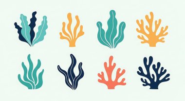 Mercan renkli ikonlar. vektör illüstrasyonu.