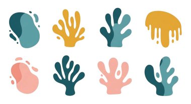 deniz hayvanları simgeler, vektör çizim set