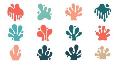 Düz kaktüs seti, vektör illüstrasyonu