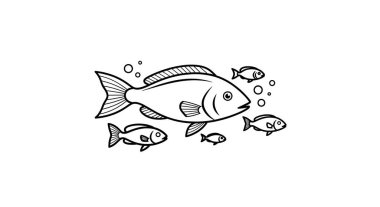Balık vektör çizimi. el çizimi karalama biçimi.
