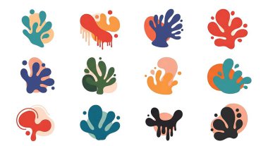 soyut vektör el çizimi farklı şekiller kümesi.