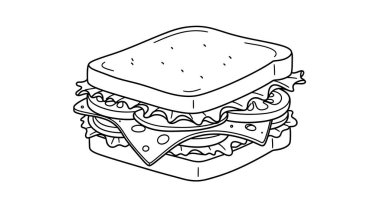 El çizimi burger. vektör illüstrasyonu