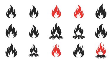 alev simgesi vektör illüstrasyon tasarımını ayarla