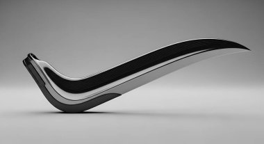 Yerde yansıması olan siyah metal bir boru. 3d oluşturma