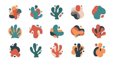 Vektör içinde düz şekiller ve bitkiler. soyut modern moda tasarımı.