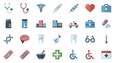 Tıbbi ve sağlık ikonu seti. vektör illüstrasyonu