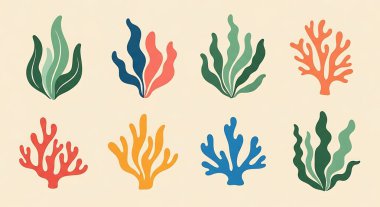 Deniz yaşamı ikonları vektör illüstrasyonu