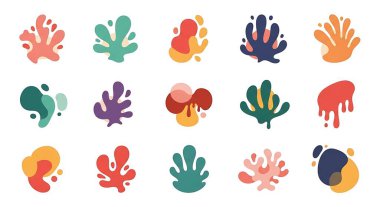 Soyut el çizimi vektör çizimi seti. Renkli şekiller. vektör tasarımı ögesi.