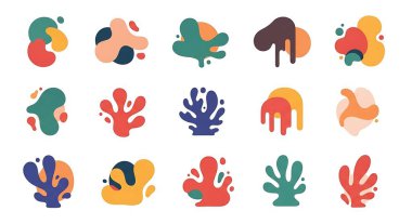 Renkli el çizimleri, suluboya şekilleri, soyut elementler, basit şekiller. vektör illüstrasyonu.