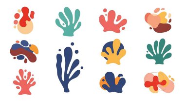 El çizimleri soyut şekiller, karalama elementleri, beyaz arka planda izole edilmiş. vektör illüstrasyonu.