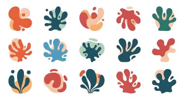 Sevimli renkli kaktüsler seti. Düz biçimli elle çizilmiş vektör illüstrasyonu.