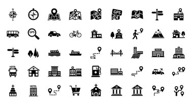 Seyahat simgelerinin vektör illüstrasyonu