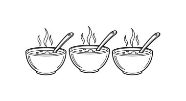 Kahve fincanı ve kaşık vektör çizimi ile nefis bir kahvaltı.