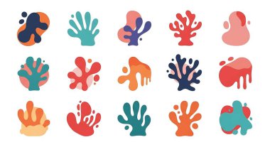 Beyaz zemin üzerinde izole edilmiş deniz yaşamı elementleri, el çizimi vektör illüstrasyonu