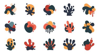 Farklı şekiller ve noktalar dizisi, el çizimi vektör çizimleri.