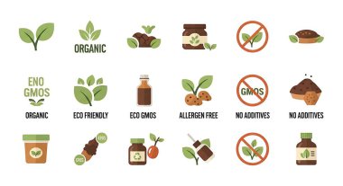 Doğal ürünler seti. vektör illüstrasyonu.