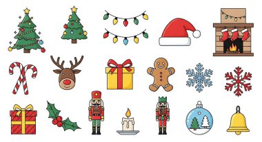 dizi Noel simgeler, vektör, illüstrasyon