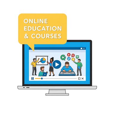 çevrimiçi eğitim kavramı, düz vektör illüstrasyonu