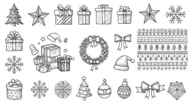 Bir dizi Noel elementi.