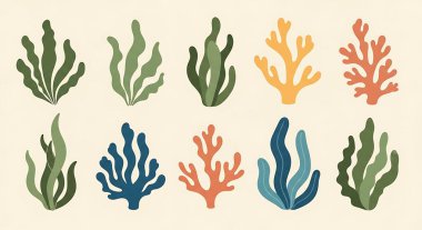 Suluboya bitki ve bitkilerle el çizimi vektör seti.