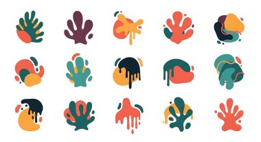 Soyut el çizimi vektör elementleri kümesi.