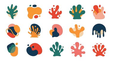 Bir dizi soyut el çizimi vektör çizimleri. Modern çağdaş sanat, çağdaş sanat. Sosyal medya, baskı ve poster için el çizimi vektör çizimi,