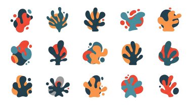 Bir dizi soyut el çizimi bitkiler. İskandinav tarzı. İskandinav tasarımı. vektör illüstrasyonu