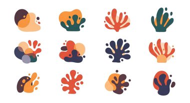 Elle çizilmiş elementlerle soyut vektör şekilleri. Sosyal medya, çağdaş sanat, web, baskı ve dekor için modaya uygun asgari modern sanat.