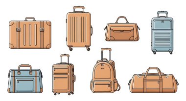 taşıyıcı seyahat valizleri, bavullar ve bavullar.