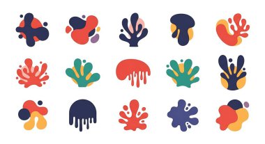 Soyut şekiller dizisi. Sosyal medya veya sunum için modern vektör soyut tasarımı, tasarım, web, pankart, baskı, poster veya el ilanı